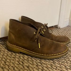 Clarks brown leather desert boots, size 8.5